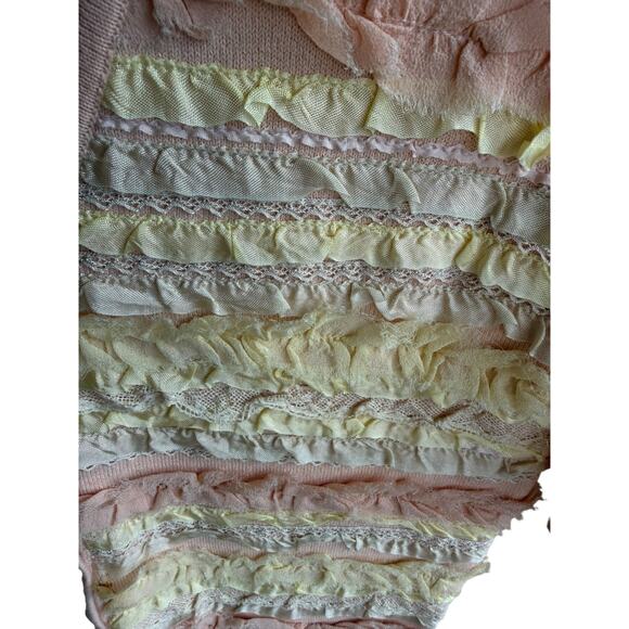Anthropologie Vintage Boho Ruffle Lace Cardigan Knit Sweater Petite Rare Size M - Picture 4 of 13